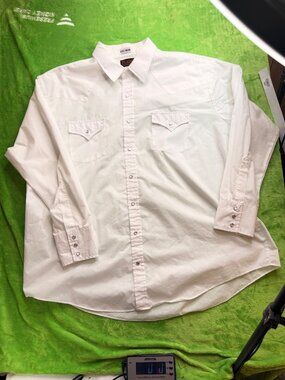 Plains Western Wear Pearl Snap Shirt Big Man Sz 2X White